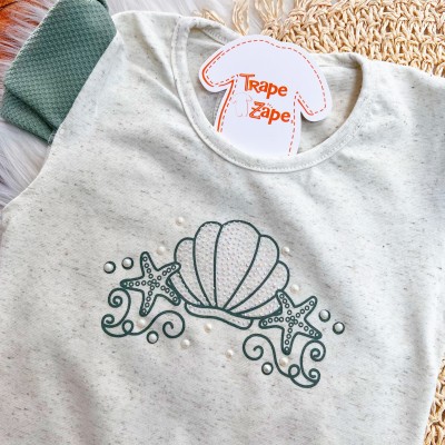 Conj. Blusa Concha do Mar e Short - Areia e Verde